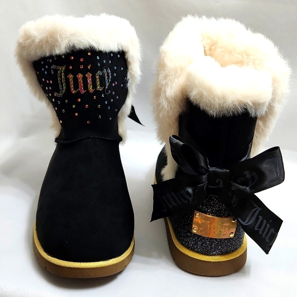 Juicy Couture Claremont Cozy Faux Fur Glitter Winter Boots (big girls size 5)